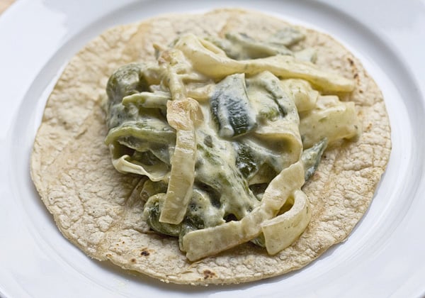 Rajas con crema - The Other Side of the Tortilla