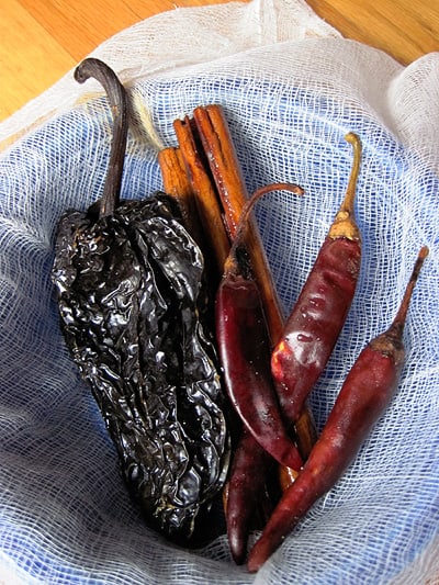 Ingredients for spicy fig jam: chile ancho, canela, chile pulla - get more Mexican recipes on theothersideofthetortilla.com