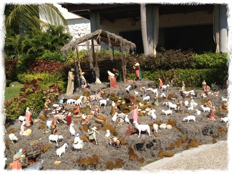 Mexican nativity scene outdoors