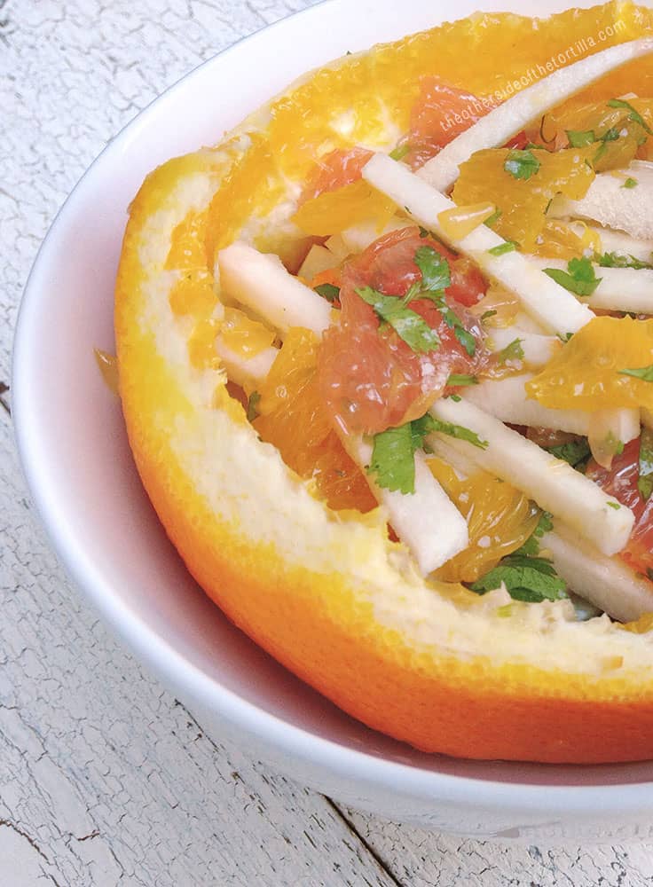 Grapefruit, orange, jicama, cilantro and habanero chile salad