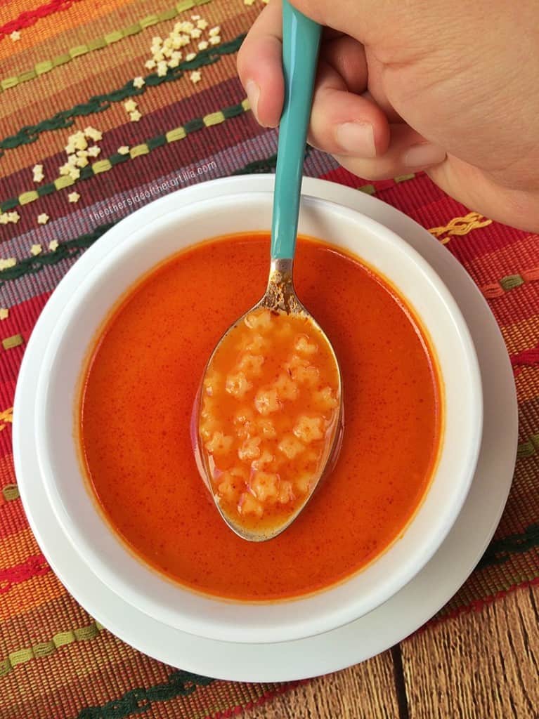Tomato chipotle soup with star pasta The Other Side of the Tortilla