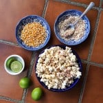 Ingredients for making spicy Mexican-style street popcorn