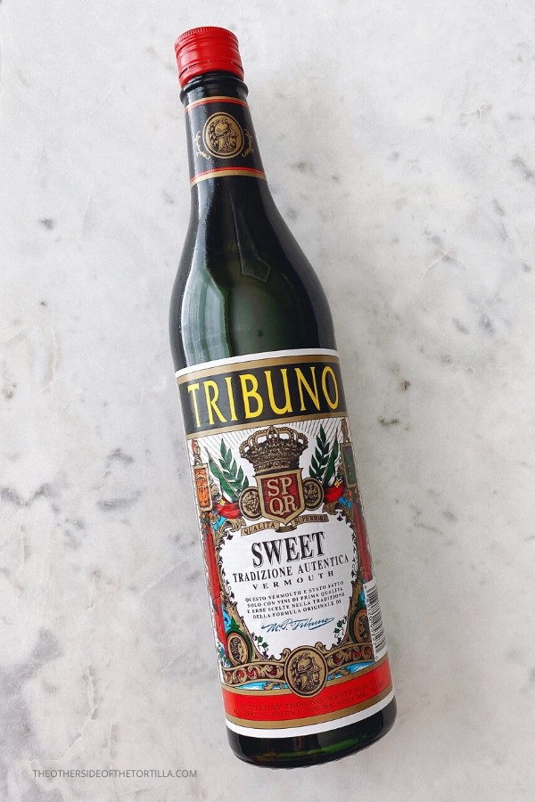 Bottle of Tribuno brand sweet vermouth