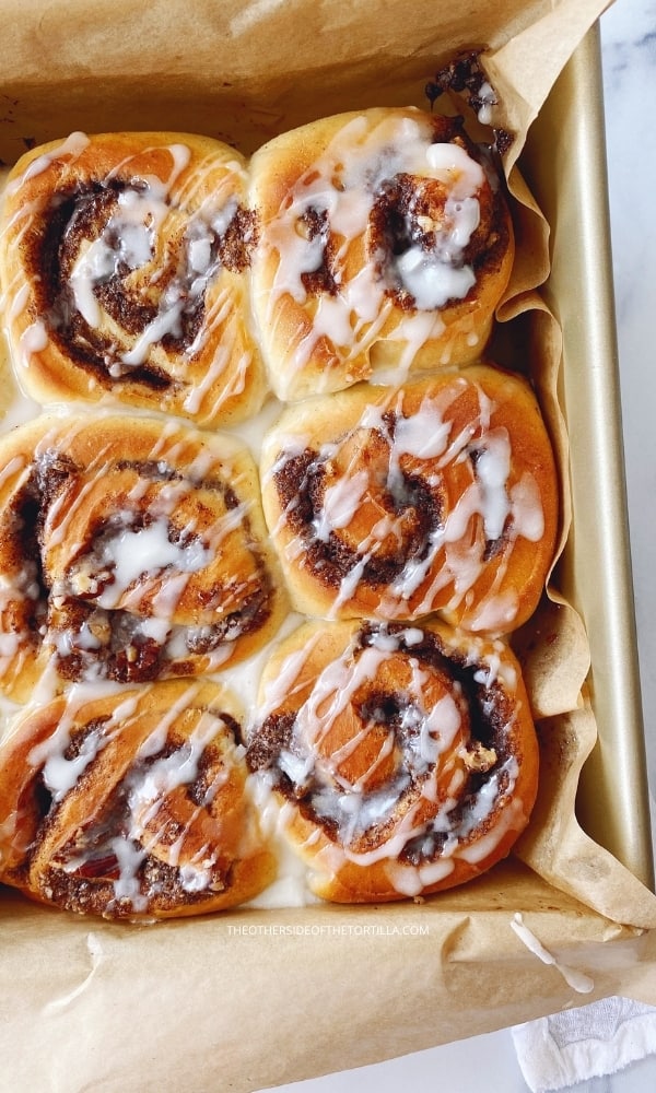 mexican cinnamon rolls drizzled with icing